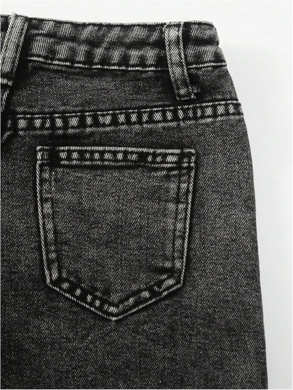 Milumia Girl's Ripped Bell Bottom Jeans Wide Leg High Waist Denim Pants with Pockets