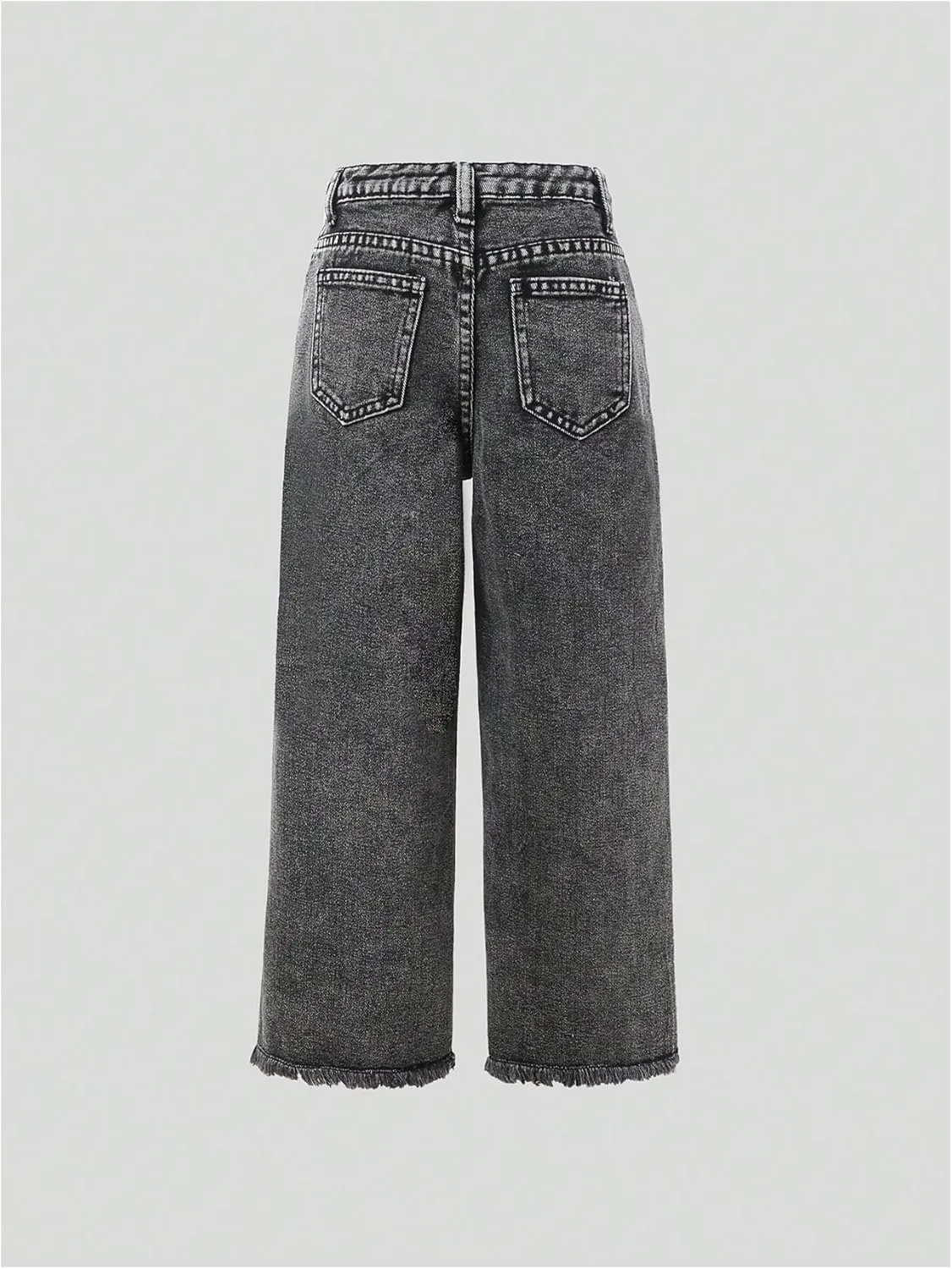 Milumia Girl's Ripped Bell Bottom Jeans Wide Leg High Waist Denim Pants with Pockets