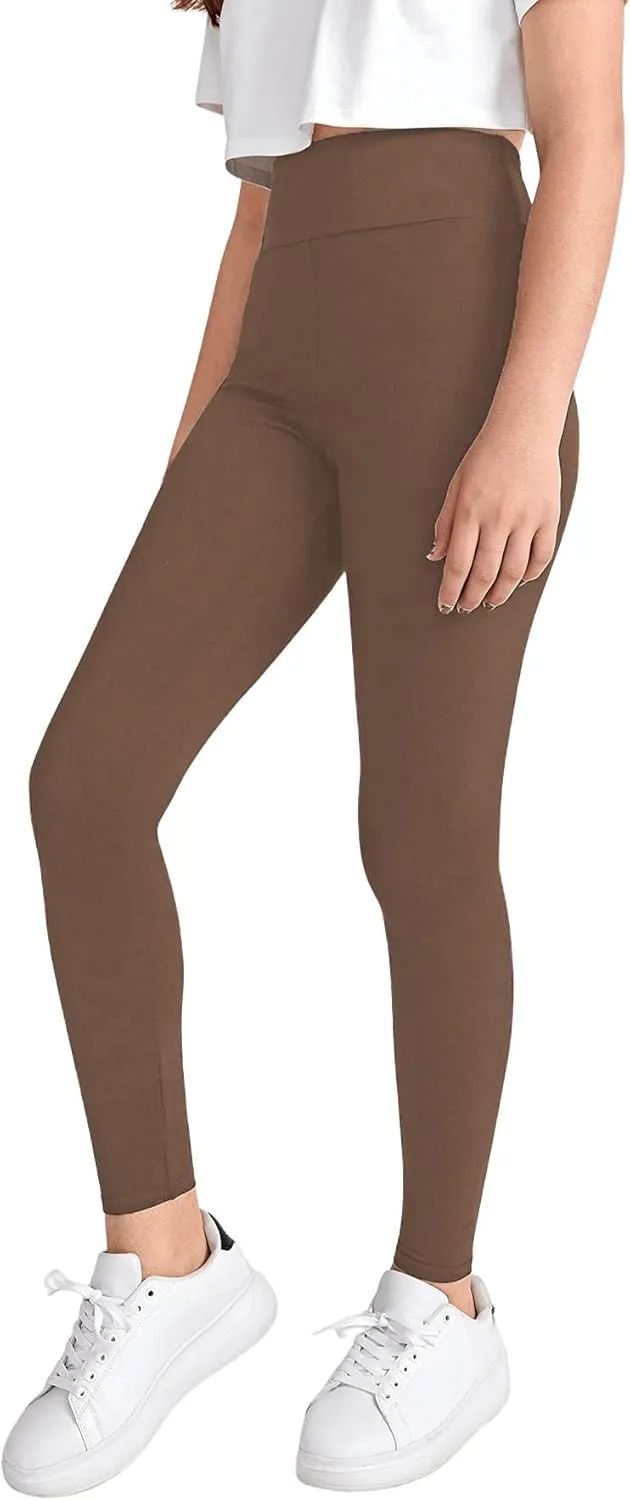Milumia Girl's Wideband Waist Leggings High Waisted Tights Workout Yoga Pants
