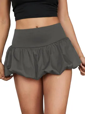 Milumia Women Y2K Bubble Mini Skirt High Waist Ruffle Hem Summer A Line Short Skirts