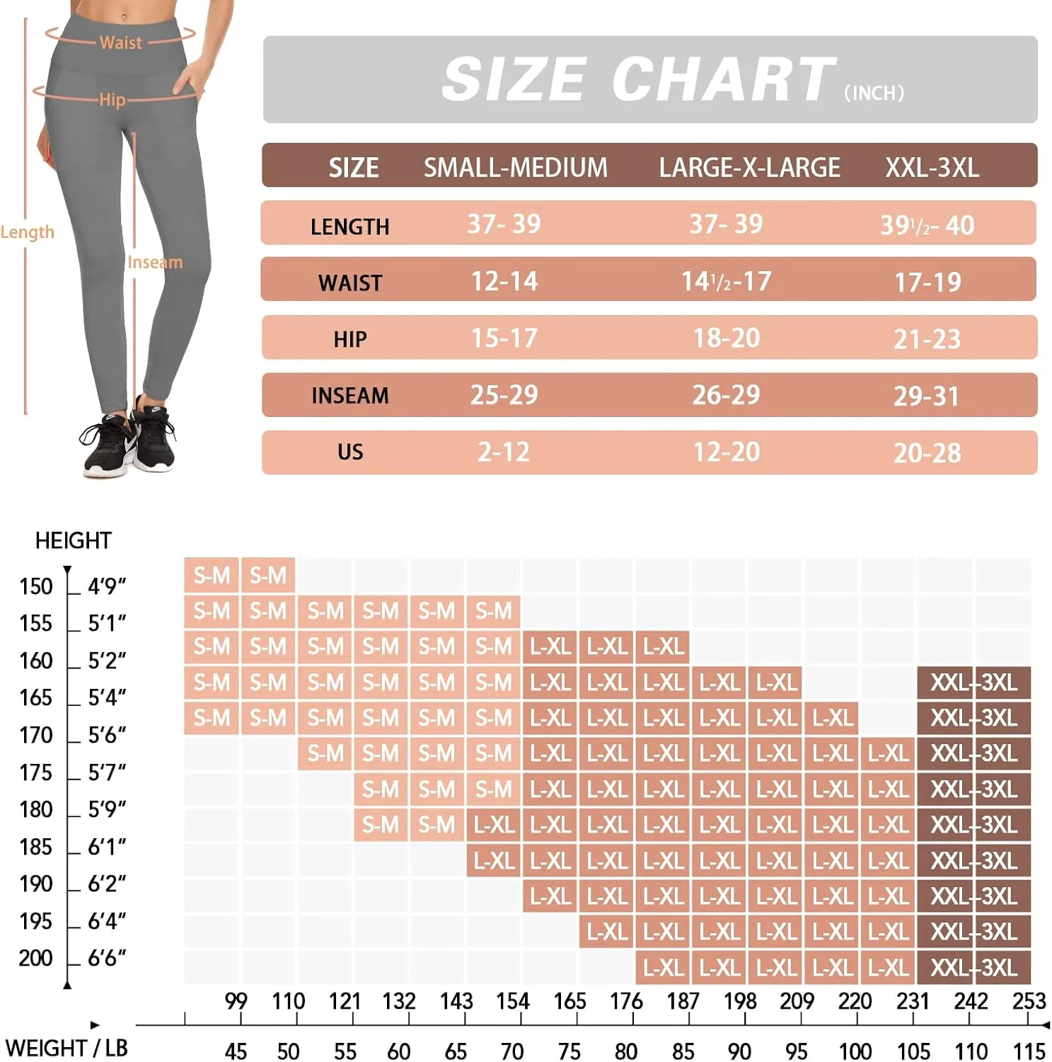 NEW YOUNG 3 Pack Fleece Lined Leggings with Pockets for Women,High Waisted Thermal Warm Winter Yoga Pants