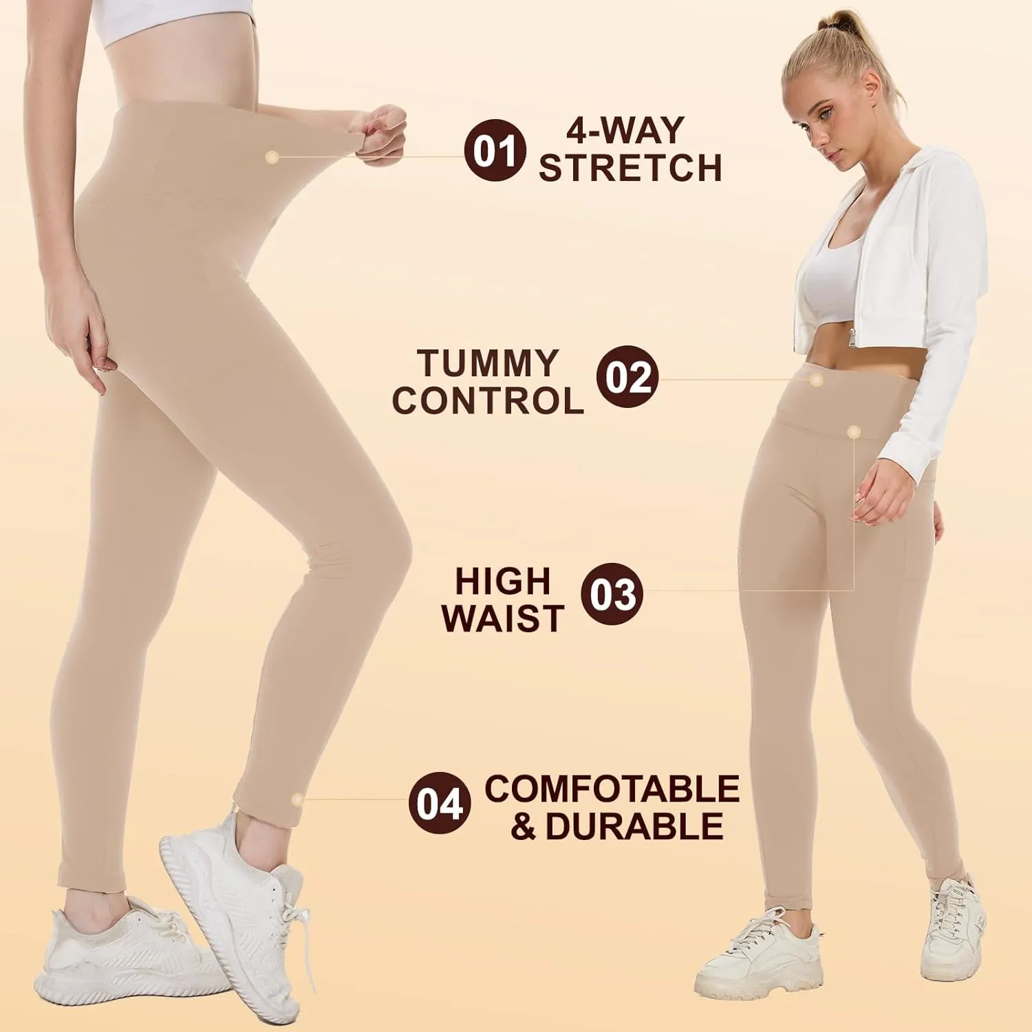 NexiEpoch Fleece Lined Leggings Women with Pockets - Water Resistant Winter Thermal High Waisted Running Hiking Yoga Pants