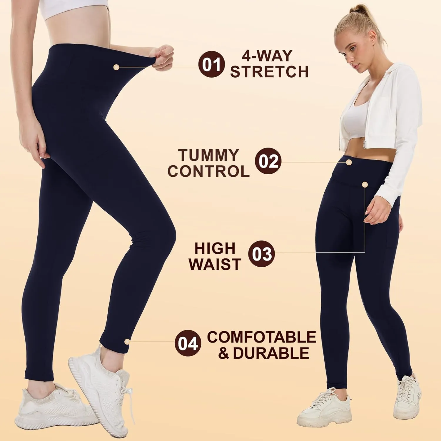 NexiEpoch Fleece Lined Leggings Women with Pockets - Water Resistant Winter Thermal High Waisted Running Hiking Yoga Pants