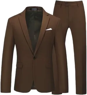 One Button Formal Suits for Men Wedding Slim Fit 2 Piece Dress Business Party Jacket and Pants