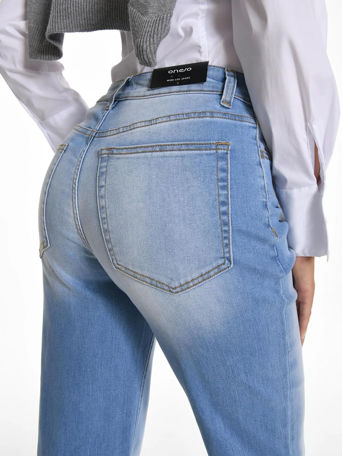ONESO Women's Straight Leg Jeans Mid Waist Loose Stretchy Lightweight Trendy Jeans for Women Denim Pants