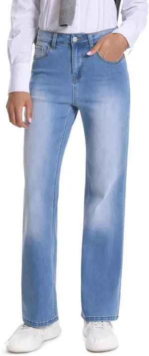 ONESO Women's Straight Leg Jeans Mid Waist Loose Stretchy Lightweight Trendy Jeans for Women Denim Pants