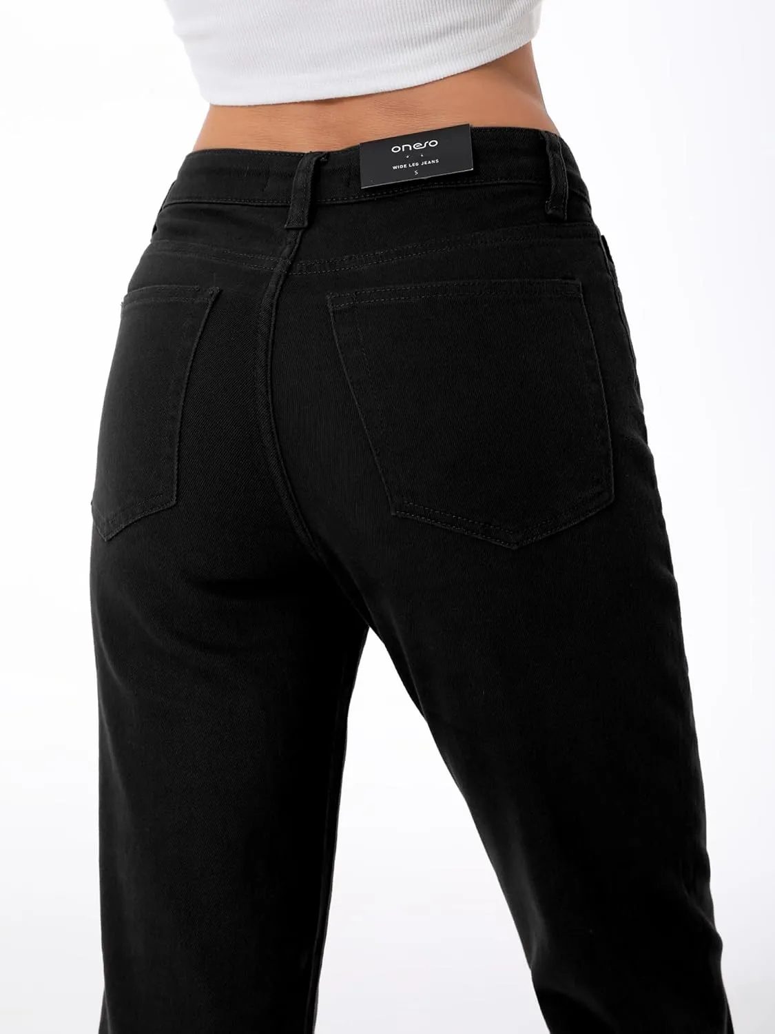 ONESO Women's Straight Leg Jeans Mid Waist Loose Stretchy Lightweight Trendy Jeans for Women Denim Pants
