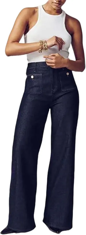 Oprah's Favorite Jeans, Tummy Control Sailor Wide Leg Trouser, High Waisted Cropped Denim Pants, Jeans for Women Trendy