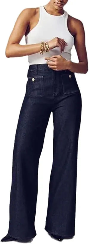 Oprah's Favorite Jeans, Tummy Control Sailor Wide Leg Trouser, High Waisted Cropped Denim Pants, Jeans for Women Trendy