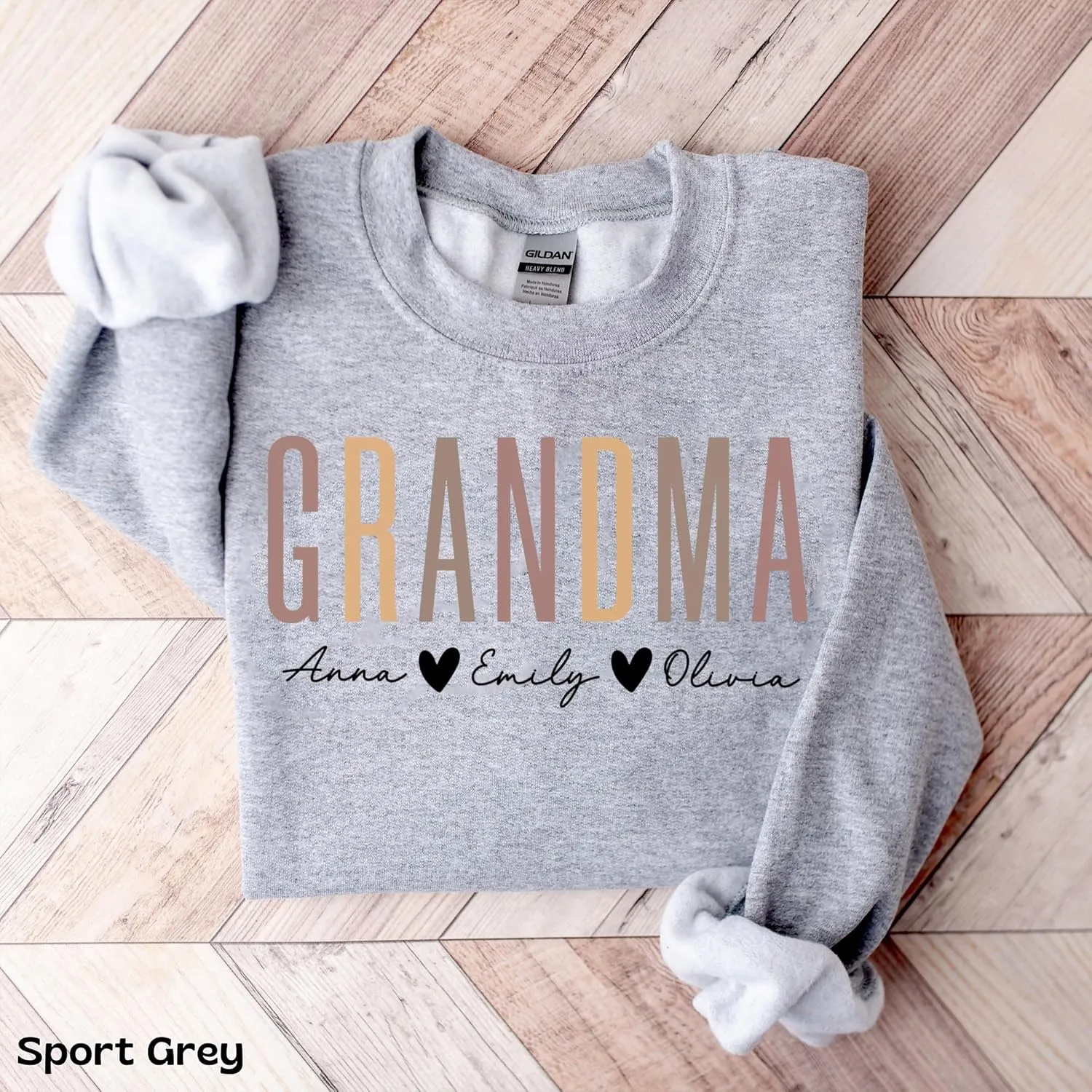 Personalized Grandma Sweatshirt, Custom Mom Shirt With Heart Kids Names, Gifts For Mothers Day
