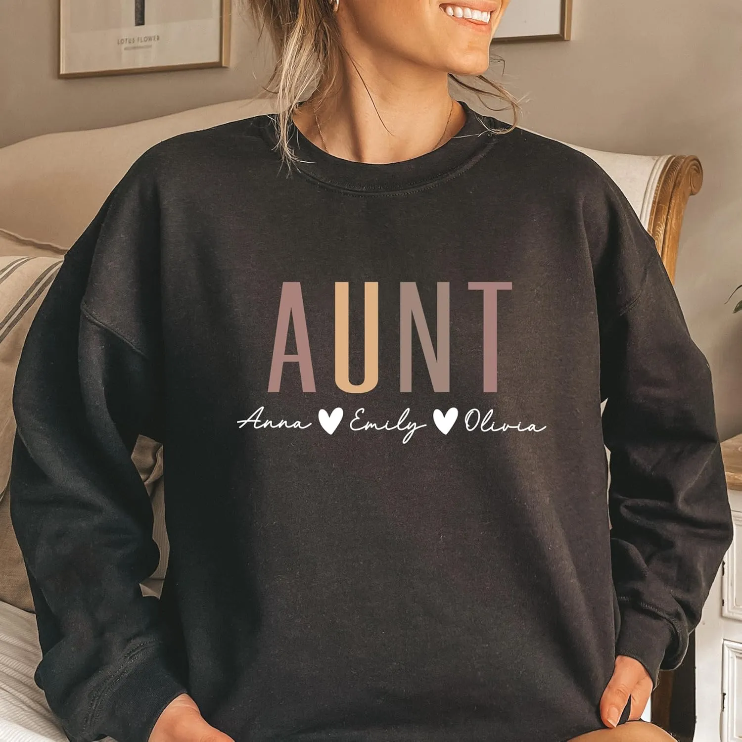 Personalized Grandma Sweatshirt, Custom Mom Shirt With Heart Kids Names, Gifts For Mothers Day