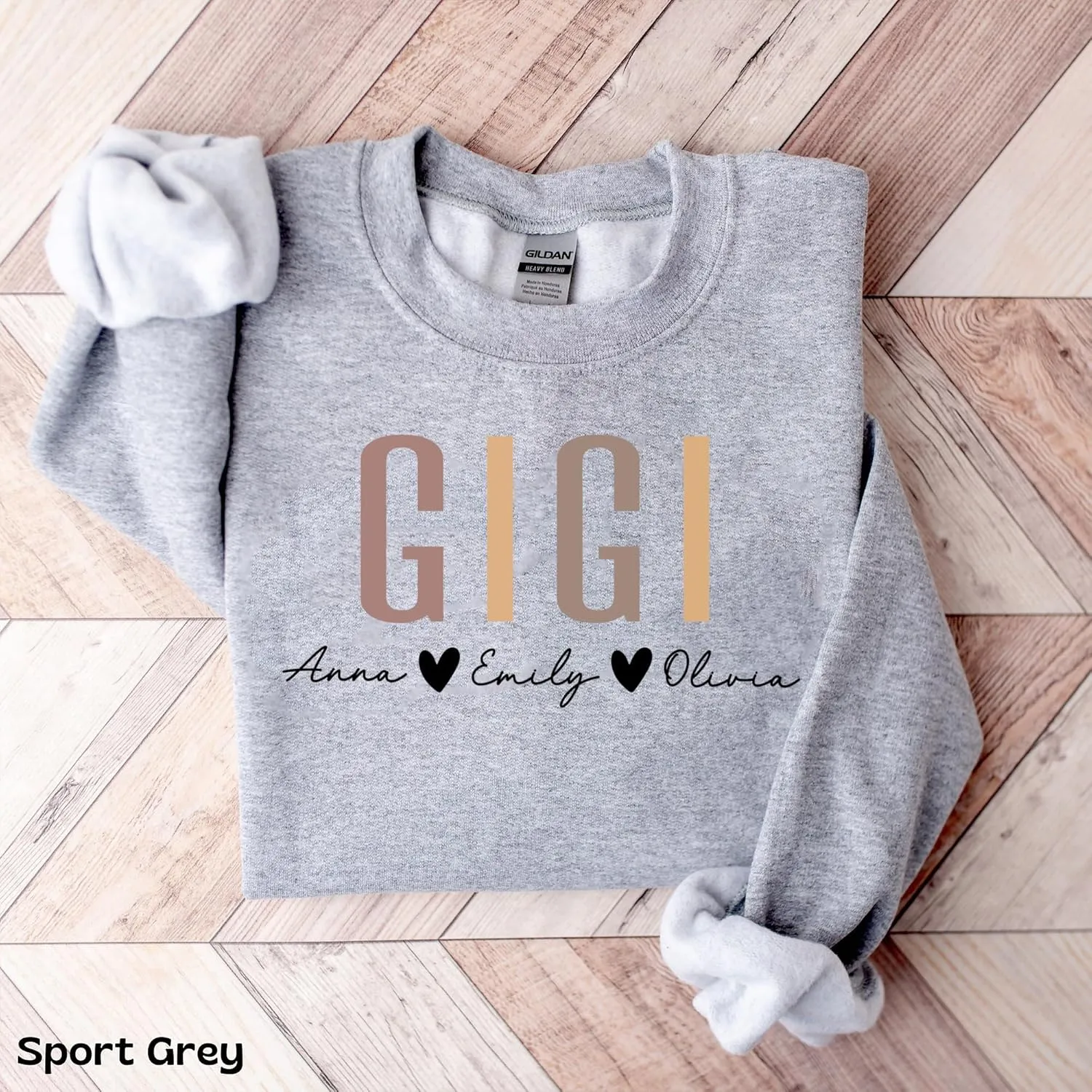 Personalized Grandma Sweatshirt, Custom Mom Shirt With Heart Kids Names, Gifts For Mothers Day