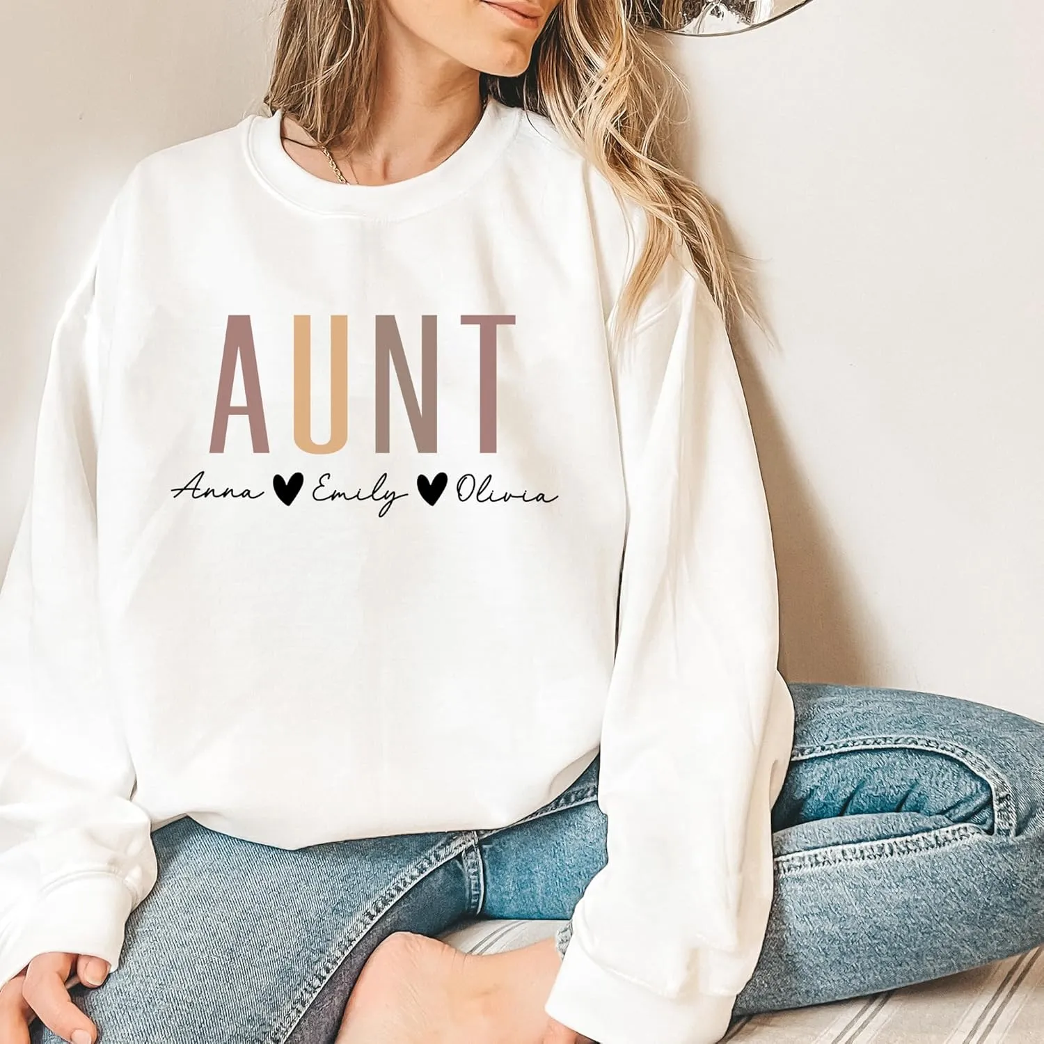 Personalized Grandma Sweatshirt, Custom Mom Shirt With Heart Kids Names, Gifts For Mothers Day