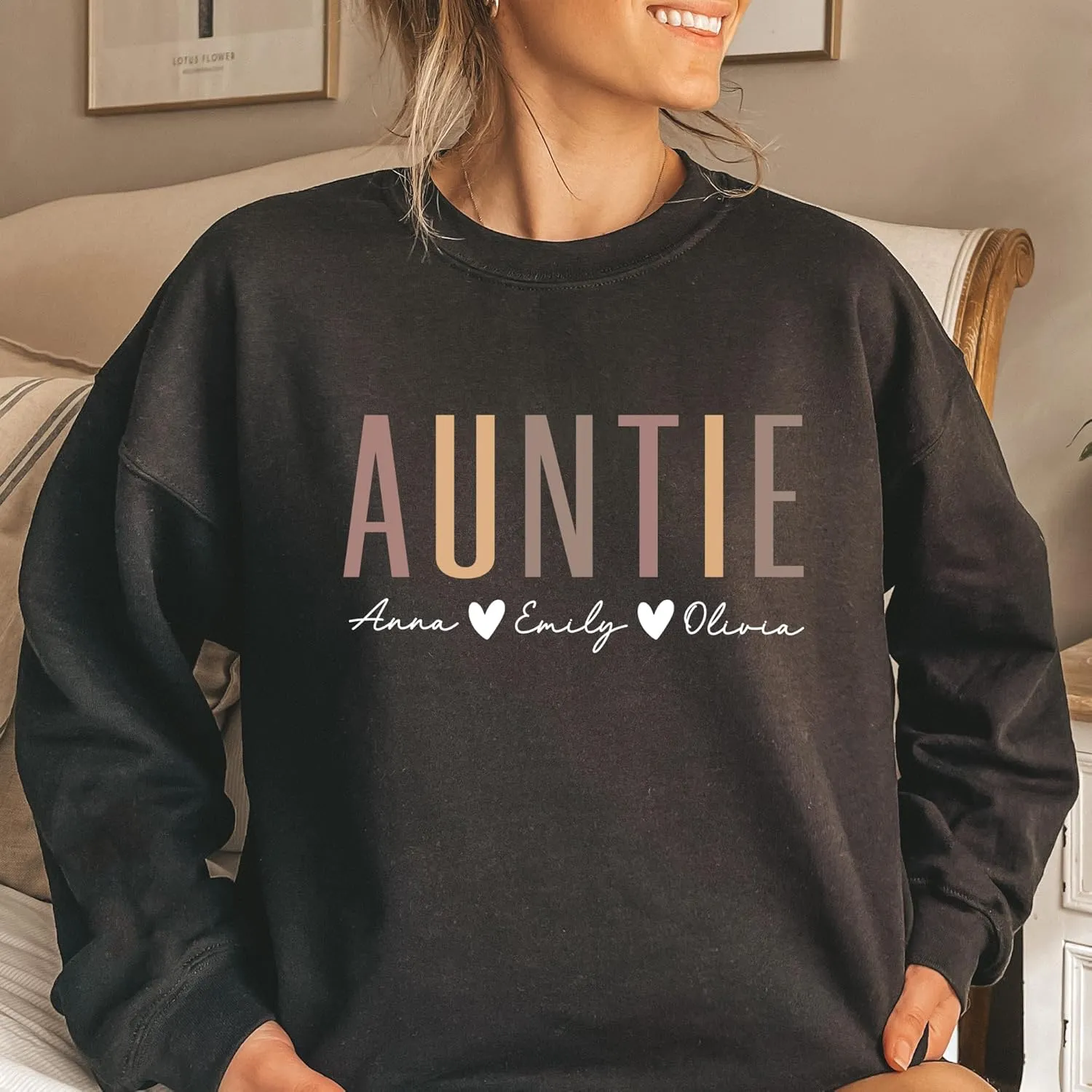 Personalized Grandma Sweatshirt, Custom Mom Shirt With Heart Kids Names, Gifts For Mothers Day