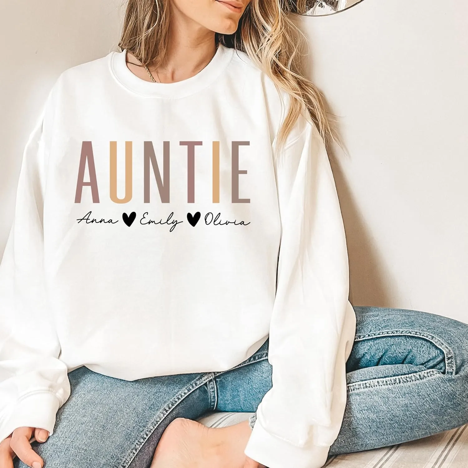 Personalized Grandma Sweatshirt, Custom Mom Shirt With Heart Kids Names, Gifts For Mothers Day