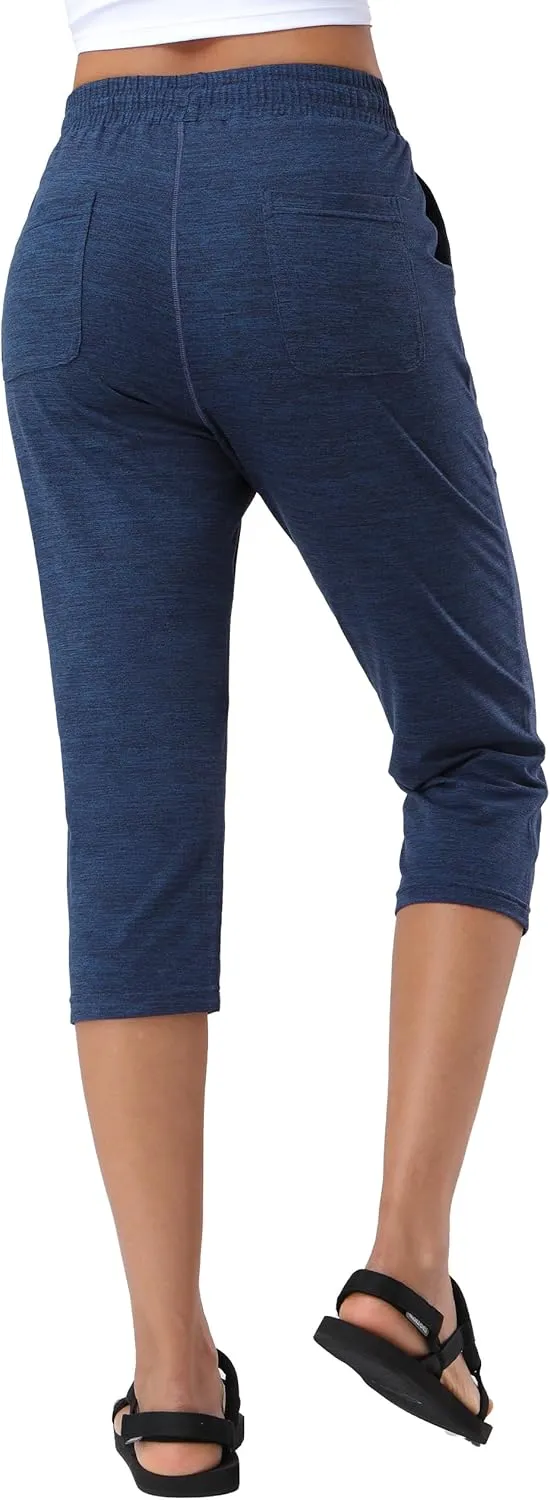 Pioneer Camp Women's Capri Yoga Pants Wide Leg Loose Stretch Athletic Sweatpants Causal Cropped Pajama Pants with Pockets