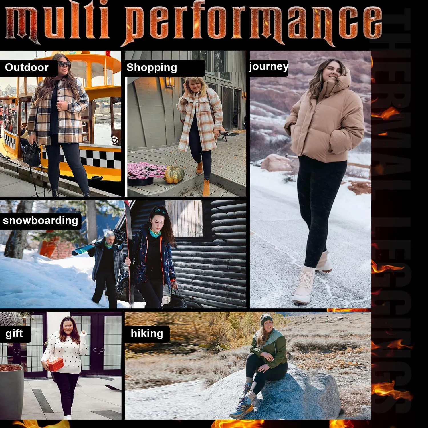 Plus Size Fleece Lined Leggings with Pockets for Women High Waisted Warm Thermal Winter Yoga Pants for Workout