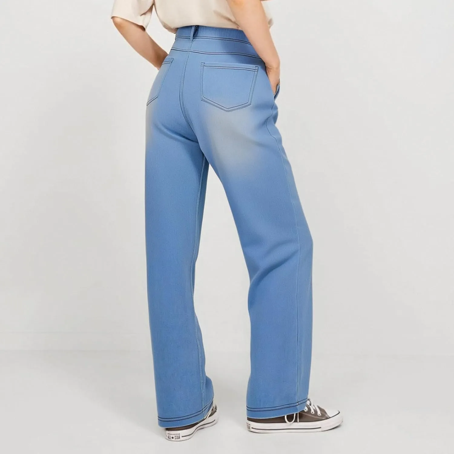 Plus Size Jeans Wide Leg Summer,Womens Cropped Jeans Stretchy Trousers Petite Baggy Cargo High Waisted Trendy