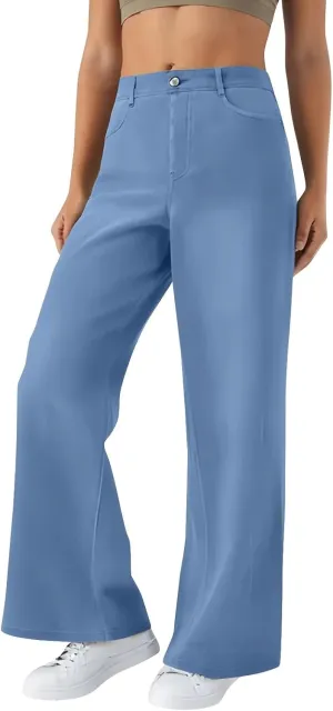 Plus Size Jeans Wide Leg Summer,Womens Cropped Jeans Stretchy Trousers Petite Baggy Cargo High Waisted Trendy