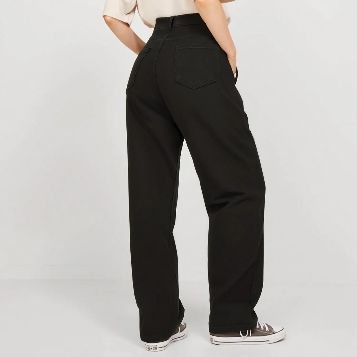 Plus Size Jeans Wide Leg Summer,Womens Cropped Jeans Stretchy Trousers Petite Baggy Cargo High Waisted Trendy