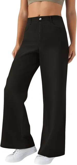 Plus Size Jeans Wide Leg Summer,Womens Cropped Jeans Stretchy Trousers Petite Baggy Cargo High Waisted Trendy