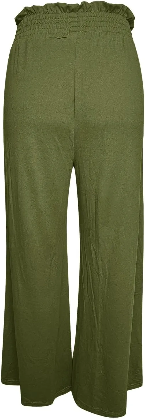 PTOLOCIF Cotton Linen Pants for Women Wide Leg Pants Casual Loose Drawstring Pant Summer Palazzo Harem Trousers with Pockets