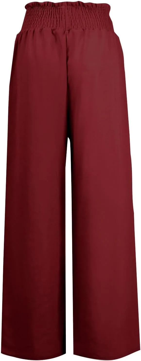 PTOLOCIF Cotton Linen Pants Women Wide Leg Palazzo Pants High Waisted Summer Casual Cotton Linen Boho Pants with Pockets