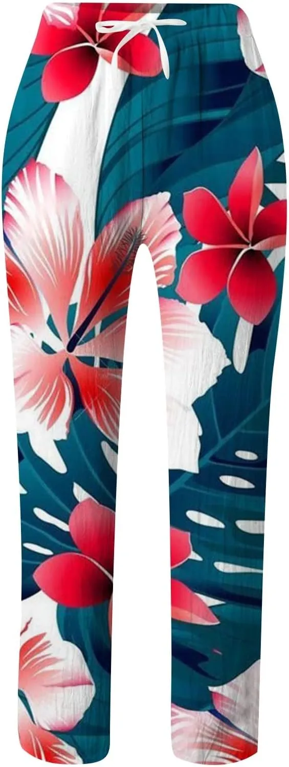 PTOLOCIF Petite Linen Pants for Women High Waisted Wide Leg Palazzo Pant Drawstring Casual Loose Pants Trousers with Pockets