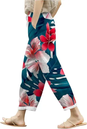PTOLOCIF Petite Linen Pants for Women High Waisted Wide Leg Palazzo Pant Drawstring Casual Loose Pants Trousers with Pockets