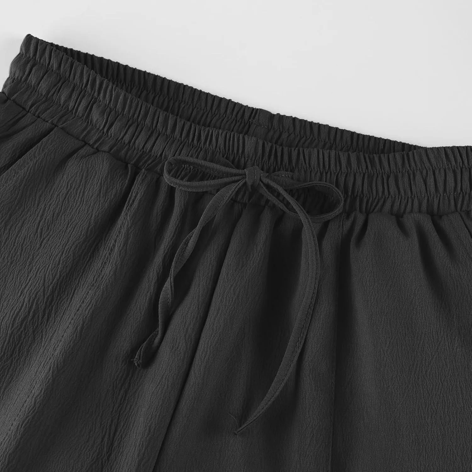 PTOLOCIF Womens Casual Linen Pants High Waisted Wide Leg Palazzo Pant Drawstring Casual Loose Pants Trousers with Pockets