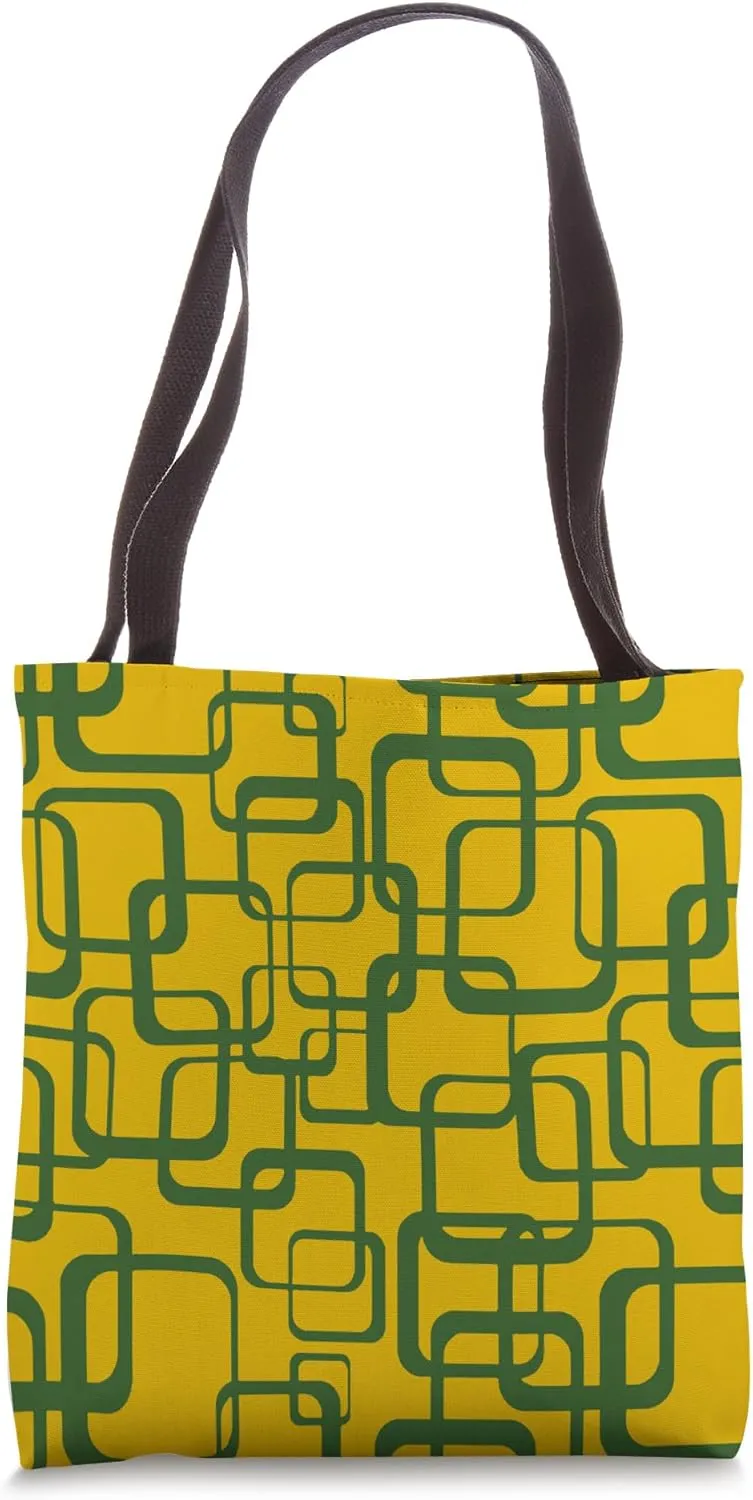 Retro MCM Square Motif Vintage Pattern 8 Mustard Tote Bag