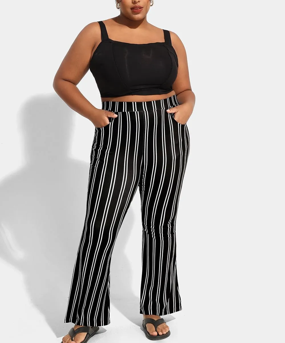 RITERA Plus Size Pants for Women Long Flared Pants Oversized Boot Cut Leggings Tummy Control Bell-Bottoms Basic Tight