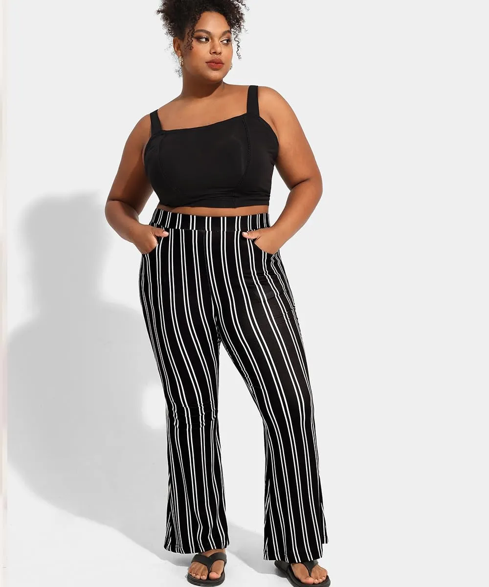 RITERA Plus Size Pants for Women Long Flared Pants Oversized Boot Cut Leggings Tummy Control Bell-Bottoms Basic Tight