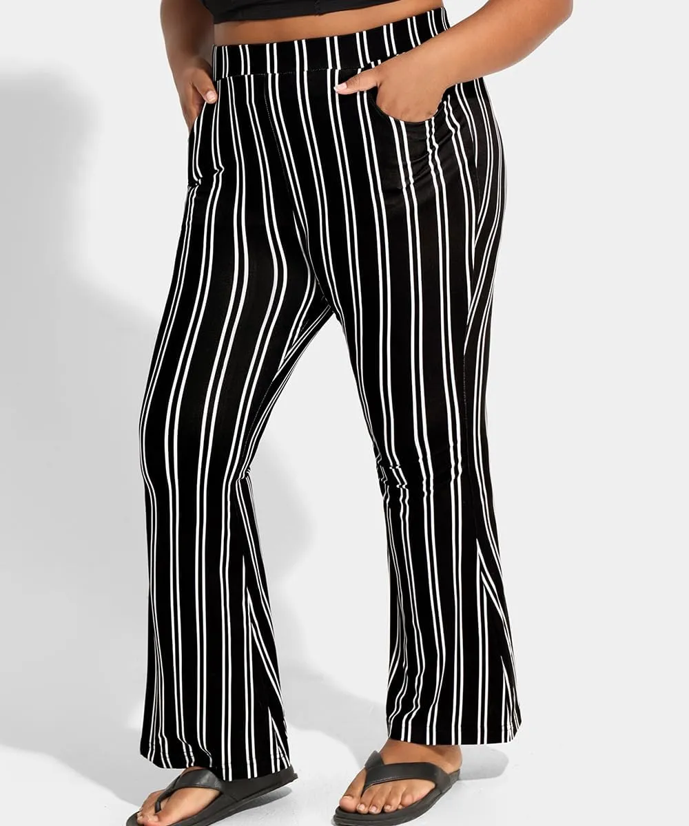 RITERA Plus Size Pants for Women Long Flared Pants Oversized Boot Cut Leggings Tummy Control Bell-Bottoms Basic Tight