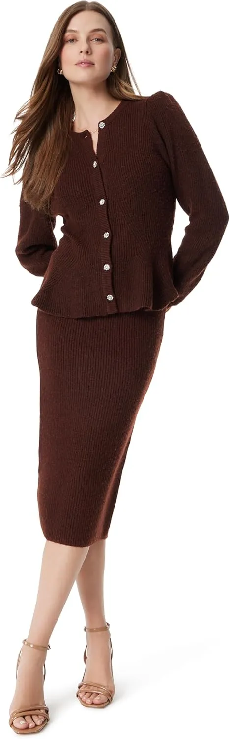 Sam Edelman Women's Keegan Flare Hem Button Front Cardigan Sweater Standard
