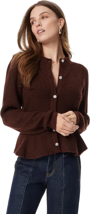 Sam Edelman Women's Keegan Flare Hem Button Front Cardigan Sweater Standard