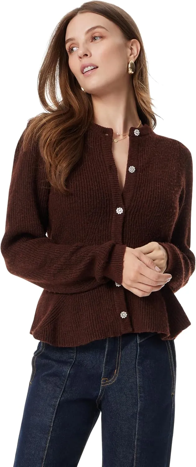 Sam Edelman Women's Keegan Flare Hem Button Front Cardigan Sweater Standard