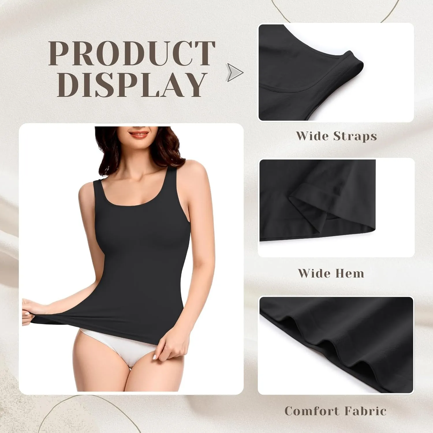 Shapewear Tank Tops for Women Compression Tank Top Tummy Control Seamless Slimming Camisole Cami