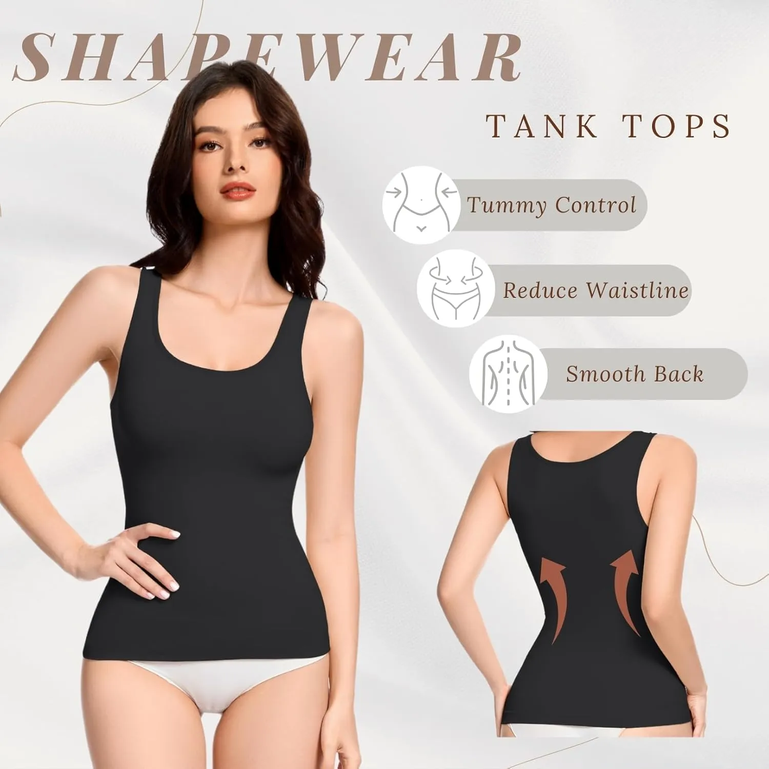 Shapewear Tank Tops for Women Compression Tank Top Tummy Control Seamless Slimming Camisole Cami