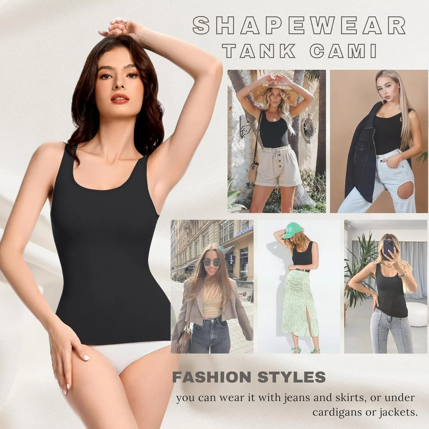 Shapewear Tank Tops for Women Compression Tank Top Tummy Control Seamless Slimming Camisole Cami