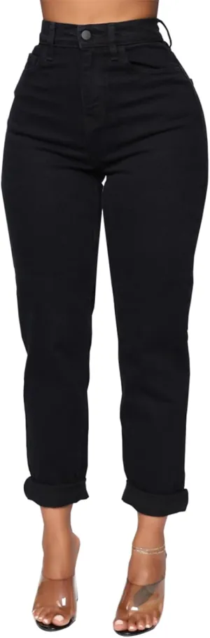 SheKiss Boyfriend Stretchy Jeans for Women - Distressed Frayed High Waisted Trendy Denim Blue Jeans