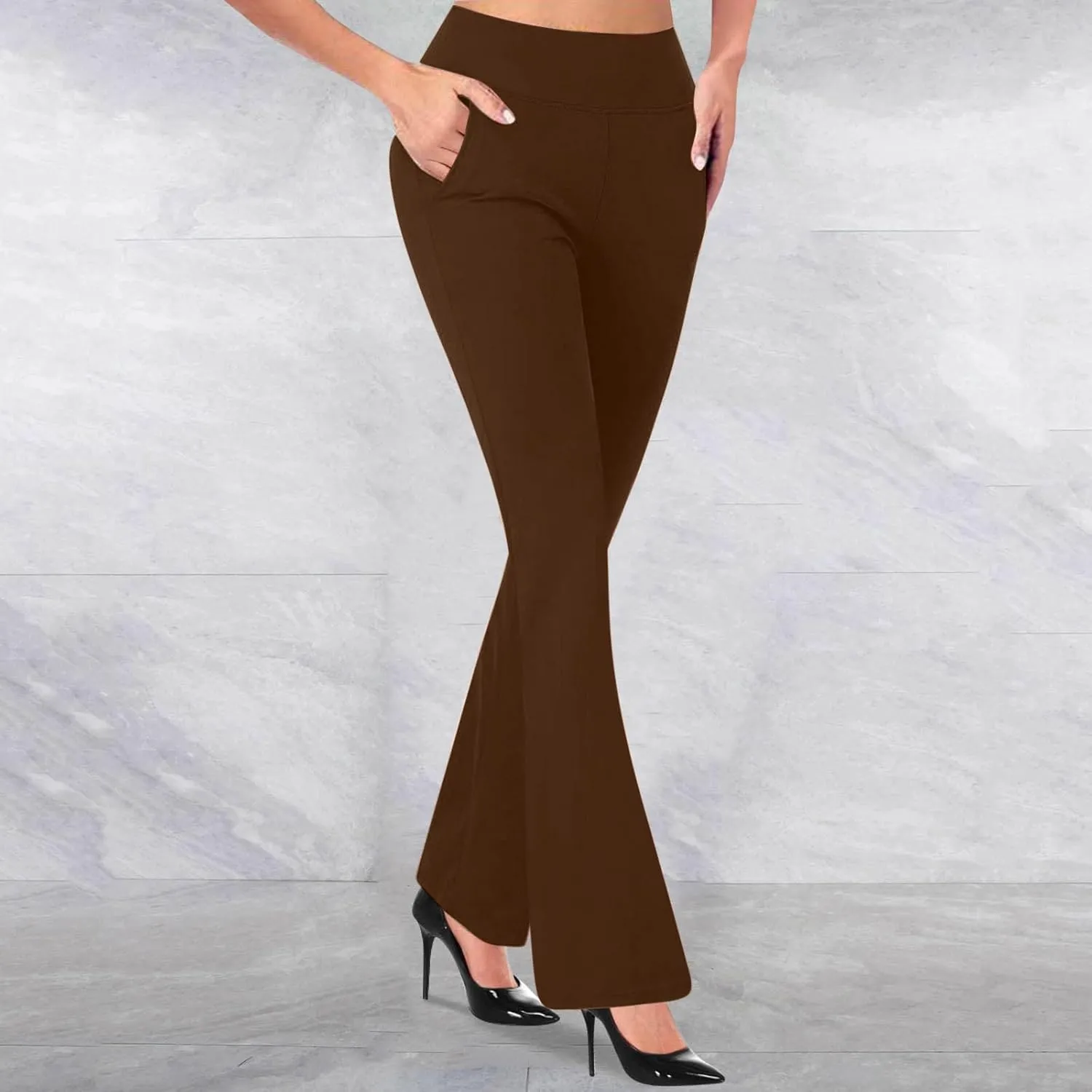 Slacks for Women 2025 Stretchy Office Pants High Waisted Business Work Pants with Pockets Casual Summer Trousers
