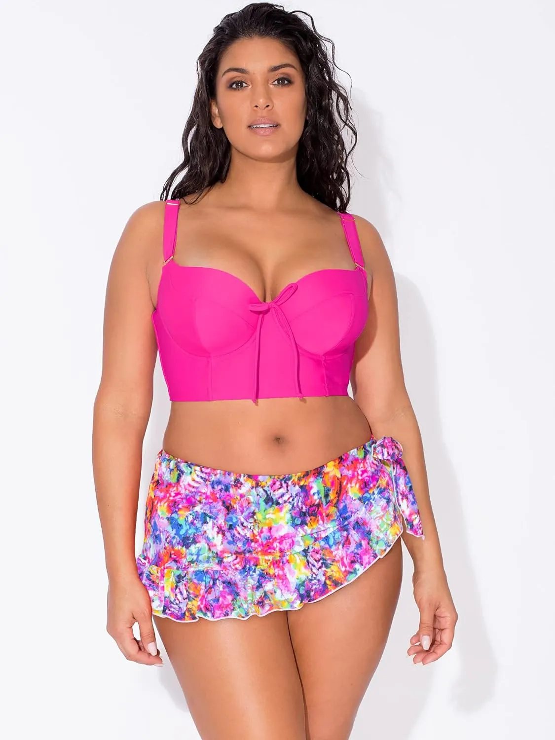 Smart & Sexy Women's Ruffled Side-Tie Swim Skirt Bikini Bottom  Built-in Swimwear Coverup