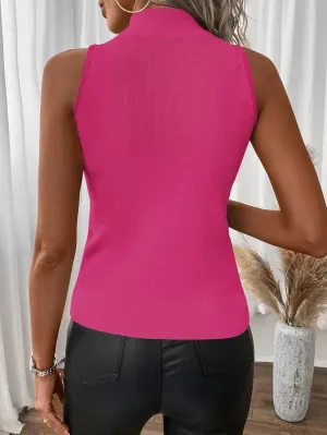 SOLY HUX Women's Mock Turtle Neck Tops Sexy Ribbed Knit Sleeveless Tank Tops Basic Slim Fitted Shirts