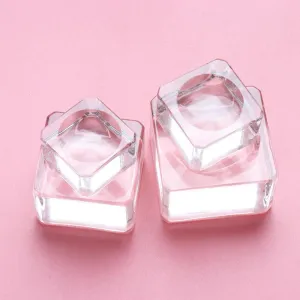 Square Crystal Glass Eyelash Glue Holder - Adhesive Pallet Stand for Makeup