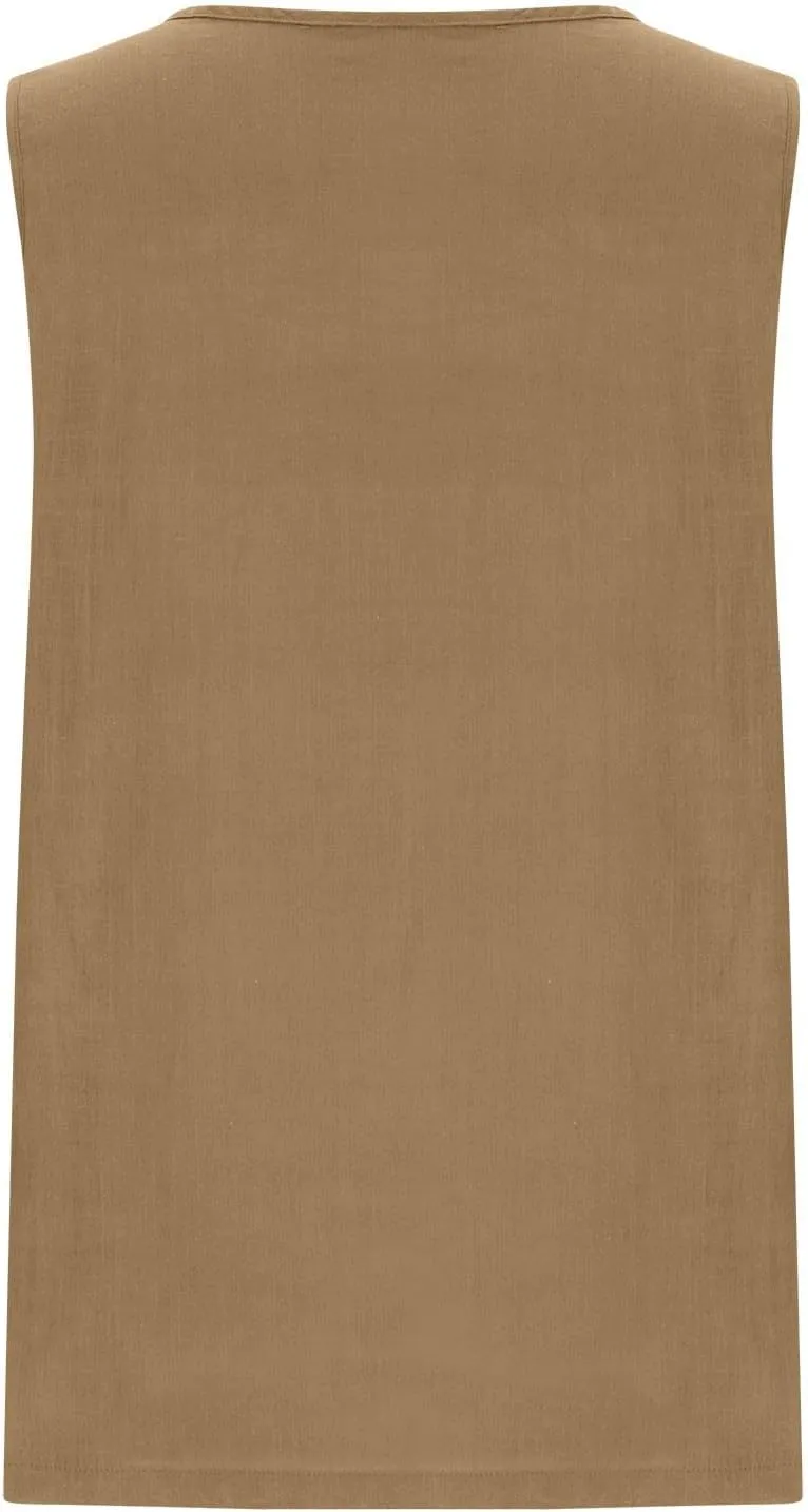 Tank Tops for Women 2025 Plus Size Pleated Side Split Camisole Tank Tops Summer Fashion Crew Neck Sleeveless Vest