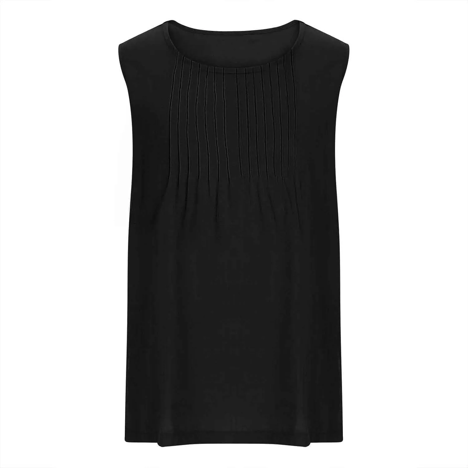 Tank Tops for Women 2025 Plus Size Pleated Side Split Camisole Tank Tops Summer Fashion Crew Neck Sleeveless Vest