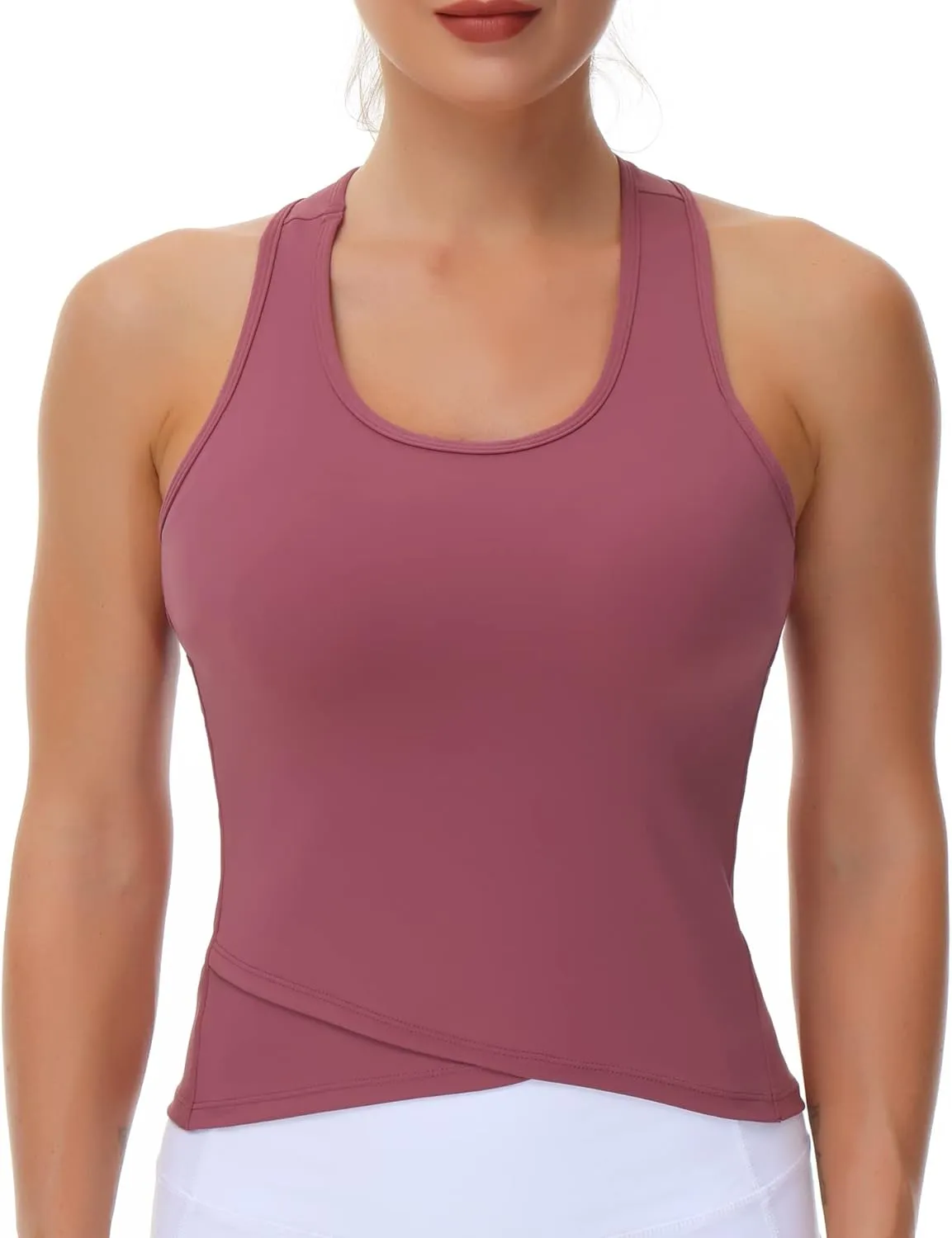 THE GYM PEOPLE Womens' Racerback Workout Tank Tops with Built in Bra Sleeveless Slim Fit
