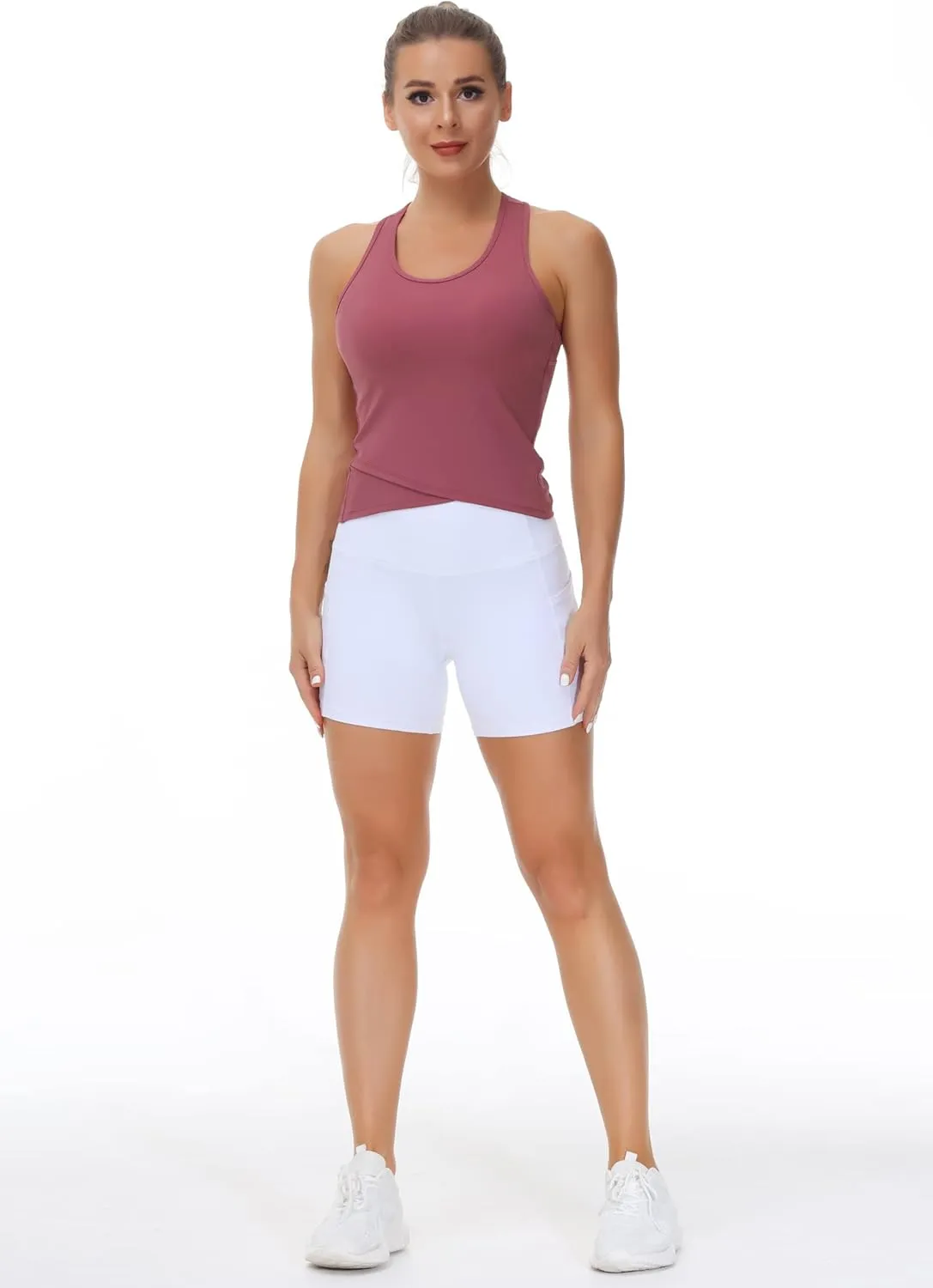 THE GYM PEOPLE Womens' Racerback Workout Tank Tops with Built in Bra Sleeveless Slim Fit