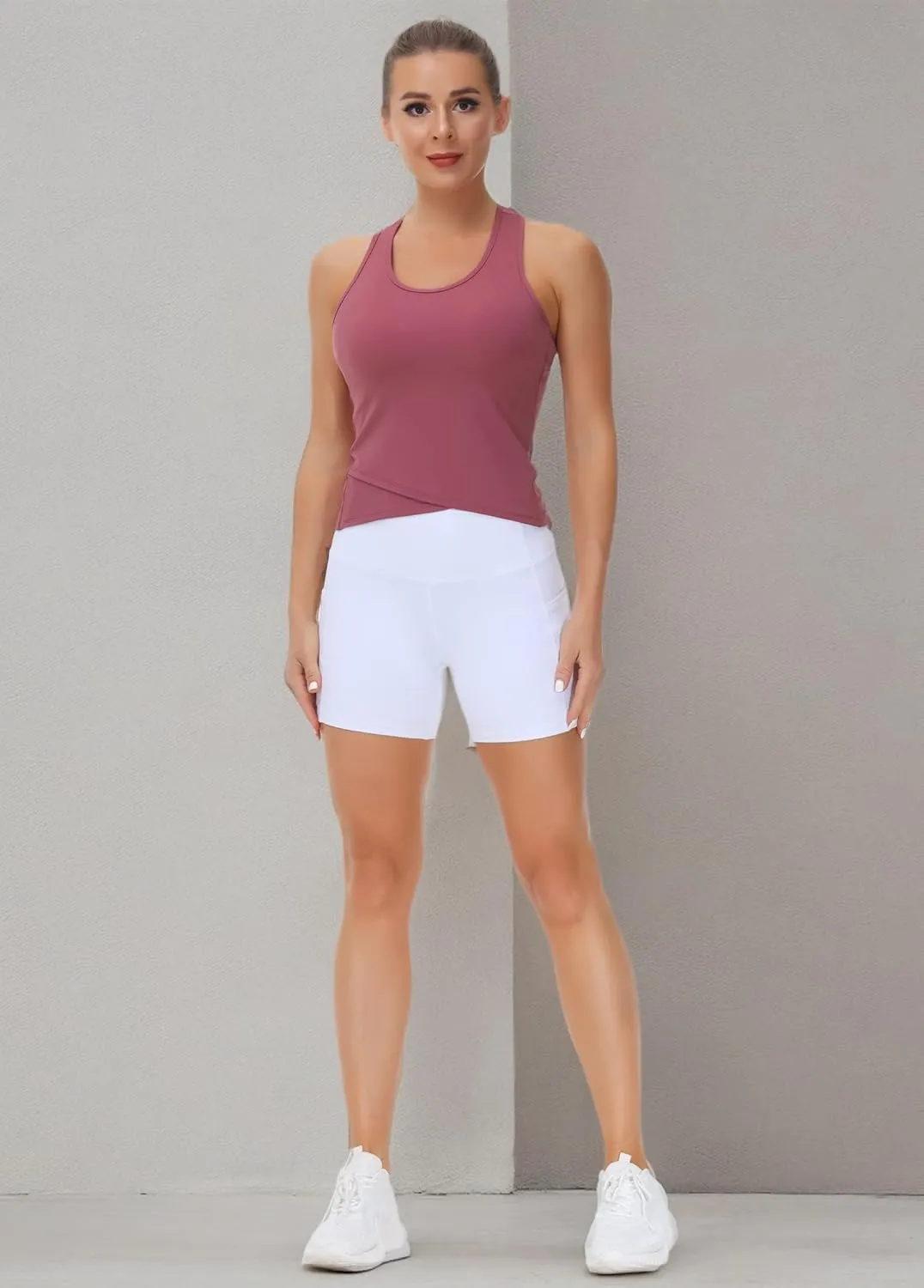 THE GYM PEOPLE Womens' Racerback Workout Tank Tops with Built in Bra Sleeveless Slim Fit